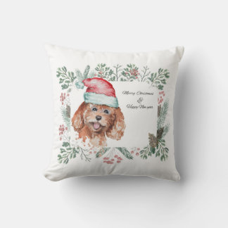 Décor coussin de Noël Goldendoodle