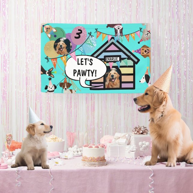 Décor de la bannière de la fête d'anniversaire du  (Dog Party banner)