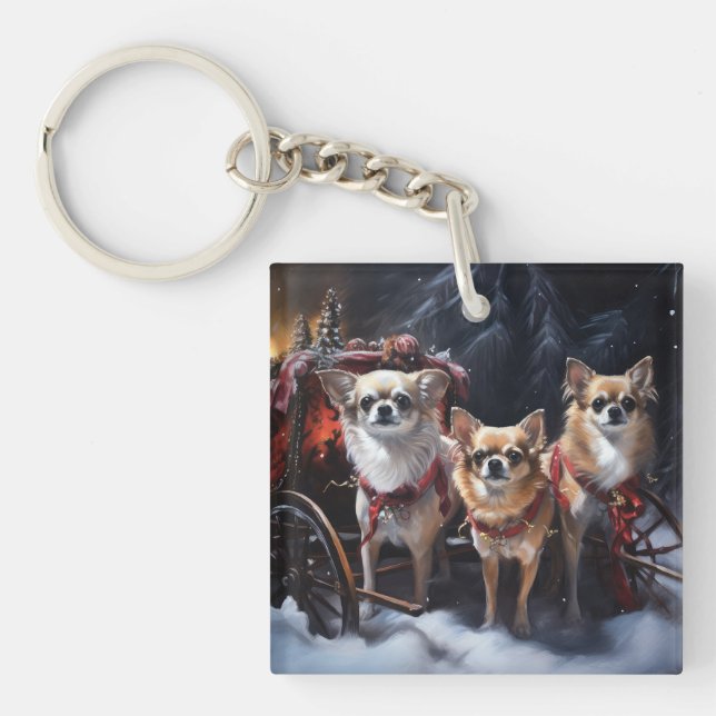 Décor de Noël Chihuahua Snowy Sleigh (Devant)