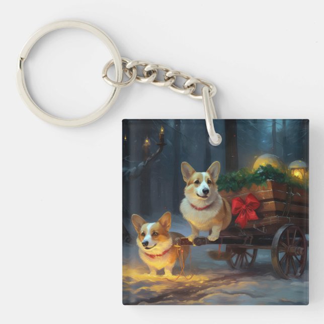Décor de Noël Corgi Snowy Sleigh (Devant)