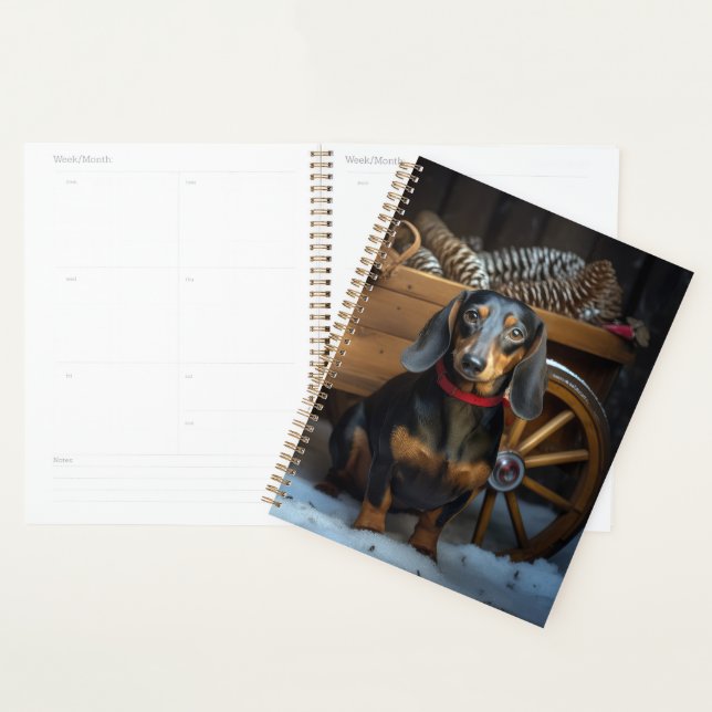 Décor de Noël Dachshund Snowy Sleigh (Devant avec enveloppe)