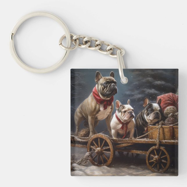 Décor de Noël de Bulldog Snowy Sleigh (Devant)
