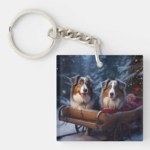 Décor de Noël du berger australien Snowy Sleigh