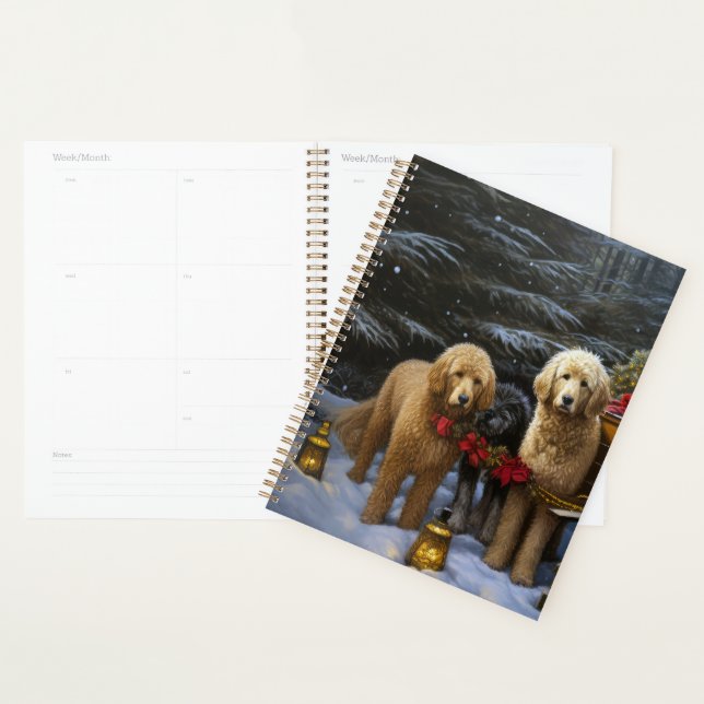 Décor de Noël Goldendoodle Snowy Sleigh (Devant avec enveloppe)