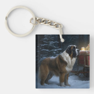 Décor de Noël Saint Bernard Snowy Sleigh
