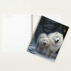 Décor de Noël Samoyed enneigé