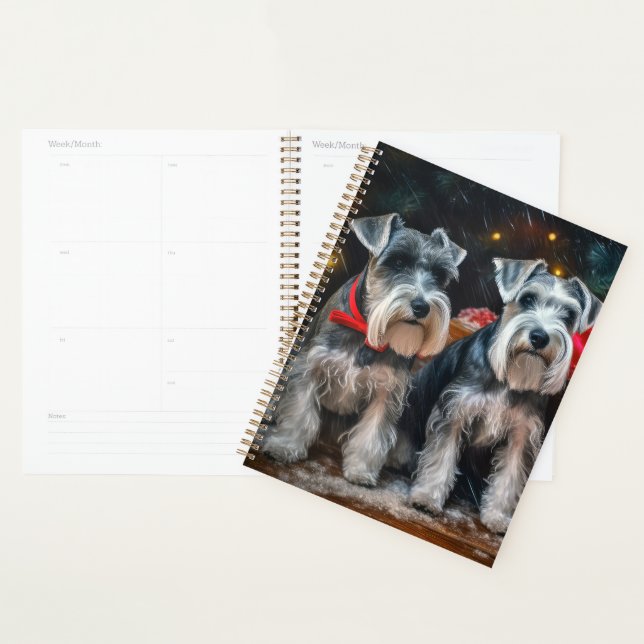Décor de Noël Schnauzer Snowy Sleigh (Devant avec enveloppe)