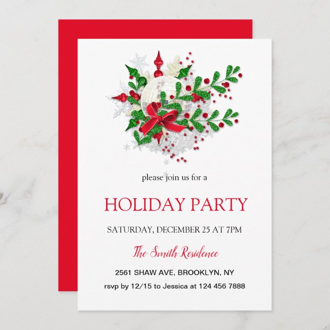 Décor du Nouvel An, Étoile de Noël Invitation (Devant / Derrière)