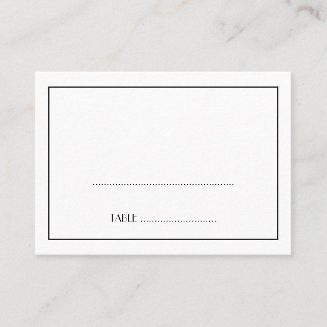 Décor élégant mariage noir carte place (Devant)