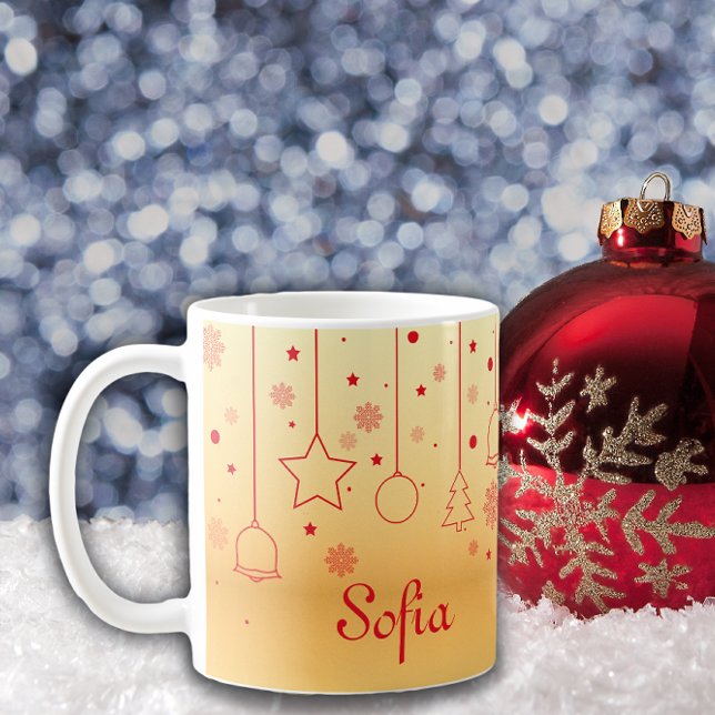 Décor étoile en feuille d'or de Noël Mug classique (Créateur téléchargé)