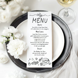 Décor Fantaisiste Funky Menu de Mariage Manuscrit
