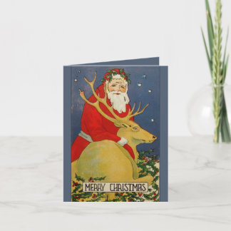 Décor inhabituel carte de Noël des cerfs de père N