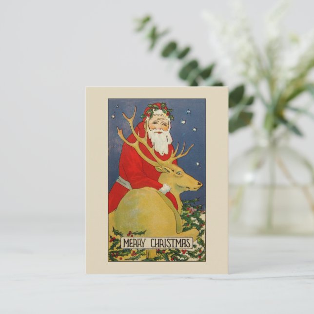 Décor inhabituel Carte postale de Noël aux cerfs d (Debout devant)