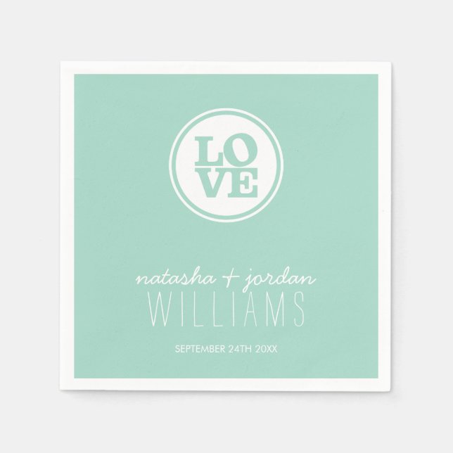 DECOR Liebe Schrift coole Minze Serviette (Vorderseite)