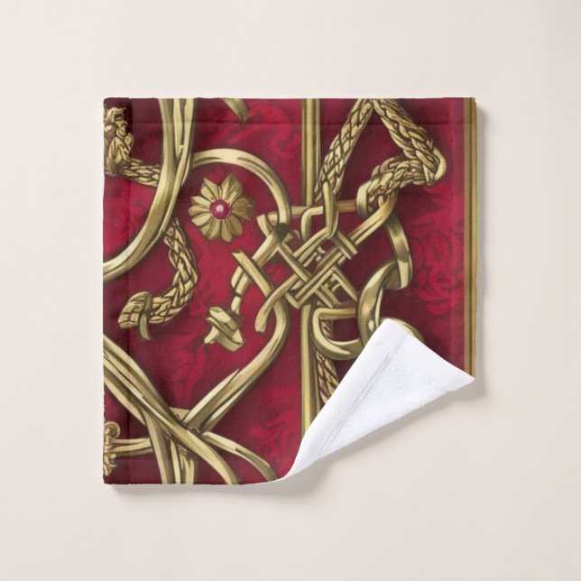 décor médiéval rouge et or (Gant de toilette)