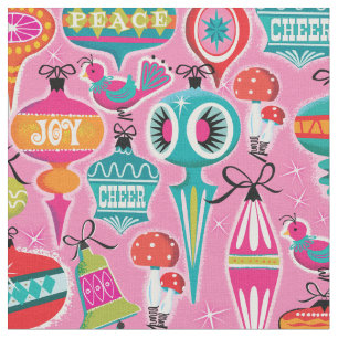 Décor moderne du milieu du siècle Tissu de Noël