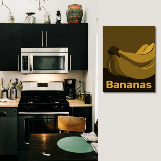 Décor mural de cuisine jaune et noir - Poster (Yellow & Black Kitchen Wall Decor - Poster)