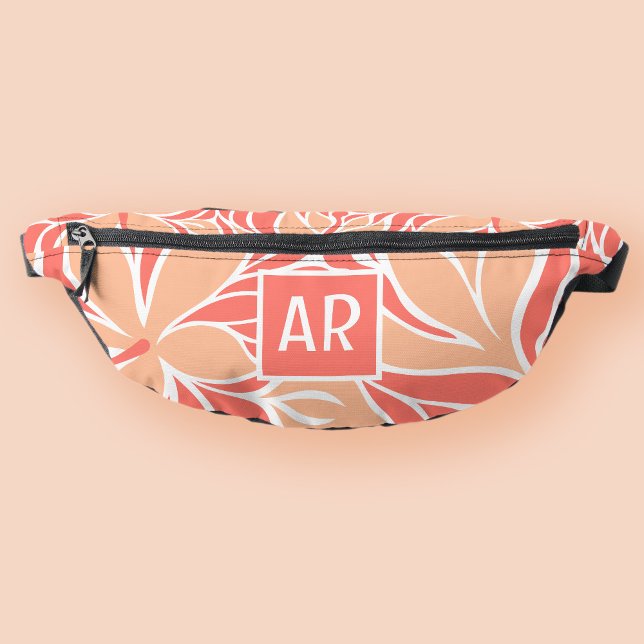 Décor tendance Moderne Floral Motif Monogramme Voy (Trendy Peach Modern Floral Pattern Monogram Travel Fanny Pack)