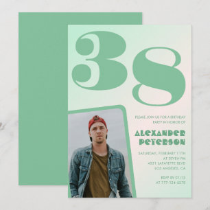 Décor vert 38e anniversaire invitations Boy Photo