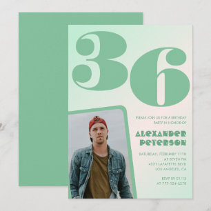Décor vert Invitations à 36e anniversaire Boy Phot