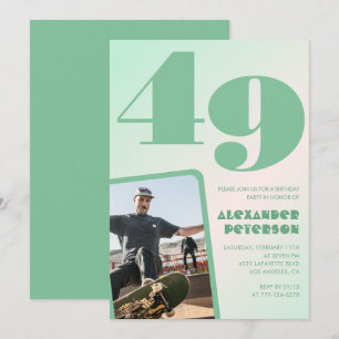 Décor vert Invitations à 49e anniversaire Boy Phot