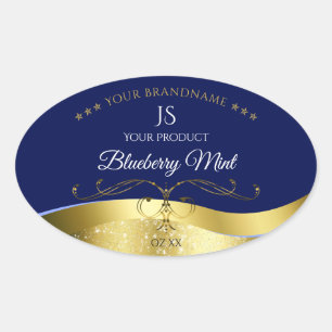 Décor Wavy Gold Deluxe Étiquette Monogramme bleu f