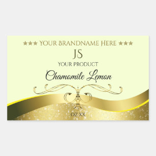 Décor Wavy Gold Deluxe Étiquette Monogramme jaune