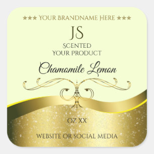 Décor Wavy Gold Deluxe Étiquette Monogramme jaune