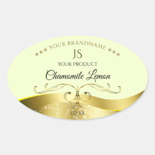 Décor Wavy Gold Deluxe Étiquette Monogramme jaune