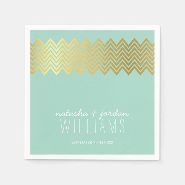 DECOR-Zickzack Muster Goldminze Serviette (Vorderseite)