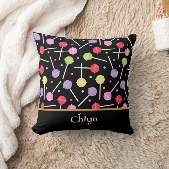 Decora Candy Lollipop gemusterte Schwarz Kissen (Decke)