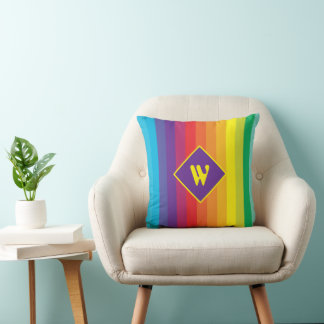 Decora Kei Bold Rainbow Striped Monogram Kissen
