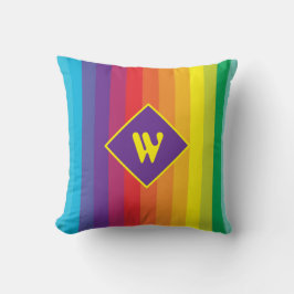 Decora Kei Bold Rainbow Striped Monogram Kissen