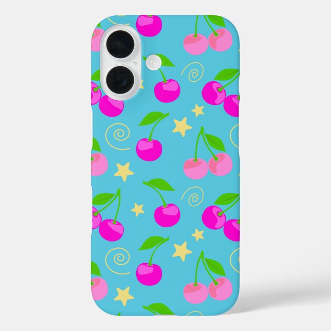 Decora Kei Cute Cherry Regenbogen-Muster iPhone 16 Hülle (Rückseite)