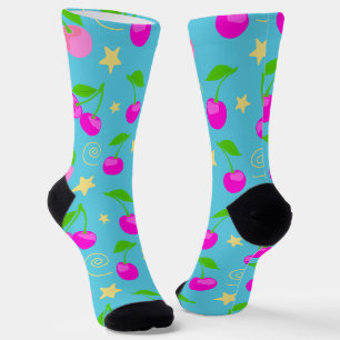 Decora Kei Regenbogen-Kirschmuster Socken