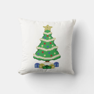 Decorated Christmas Tree 8bit Video Game Style Thr Kissen