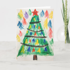 Decorated Crayon Christmas Tree Weihnachtskarte Karte