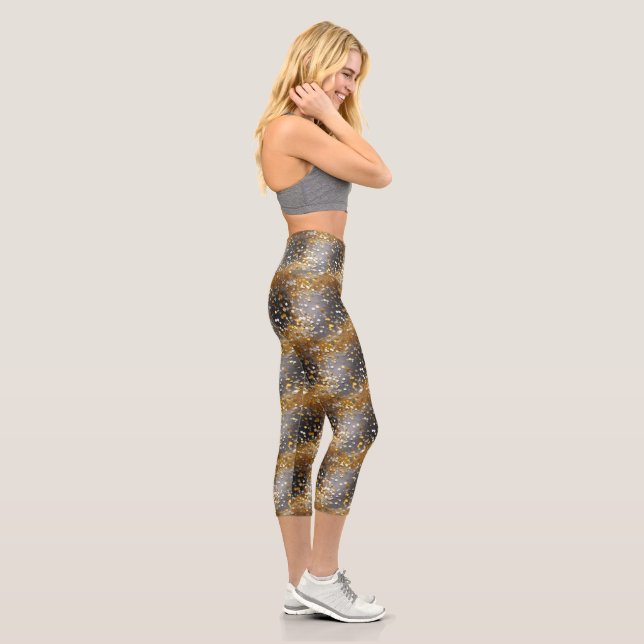 Décoratif, Glitzy, Étincelant, Noir, Or, Leggings (Droite)