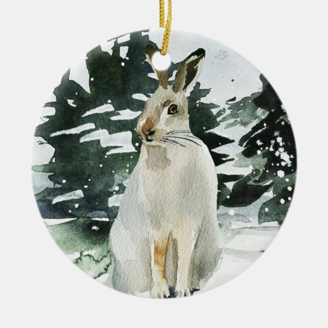 Décoration de lièvres d'hiver d'ornement de Noël (Devant)