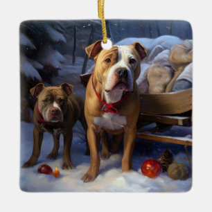 Décoration de Noël Traîneau enneigé Pitbull