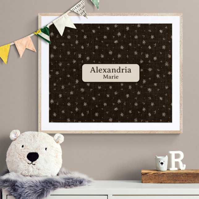 Décoration de nurserie Country Brun Bébé Nom Perso (Customize name! Shown with white mat and wood frame. (you will receive print only) Thank you!)