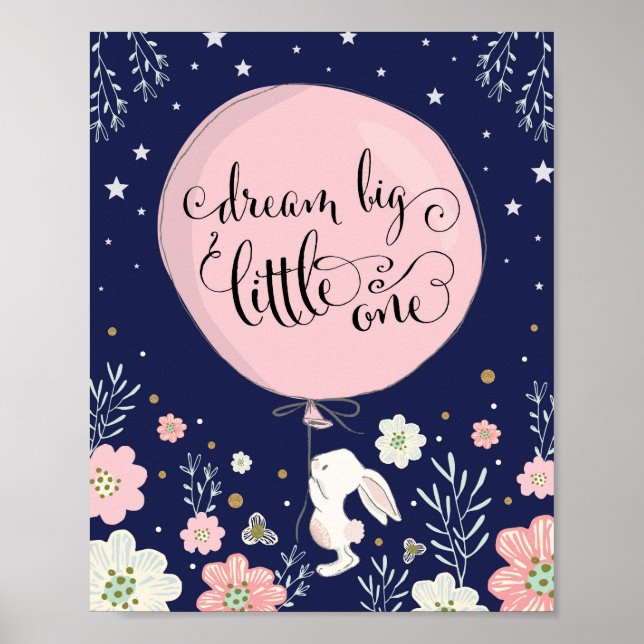 Décoration de nurserie lapin Bunny Dream Big Navy  (Devant)
