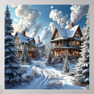 Décoration de paysage d'hiver sur toile Scène de n