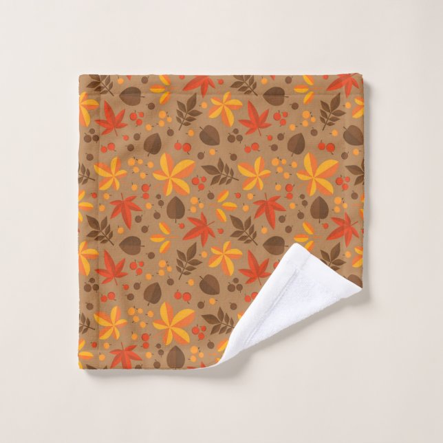 Décoration de Thanksgiving Automne Automne Motif F (Gant de toilette)