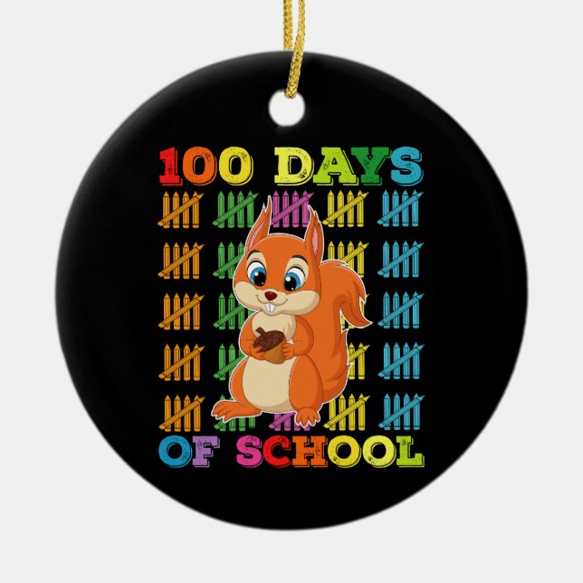 Décoration En Céramique 100 Jours D'Écureuil Scolaire Enseignant (Devant)
