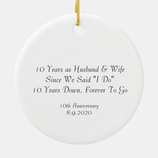 Décoration En Céramique 10e anniversaire Mariage Cadeaux belle citation (Dos)
