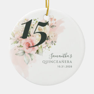 Décoration En Céramique 15e anniversaire Floral Quincenera Party