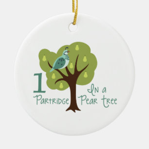 Décoration En Céramique 1 Perdrix Dans L'Arbre À Poires