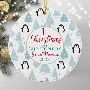 Décoration En Céramique 1er Noël Penguin Grand Nanna Bleu