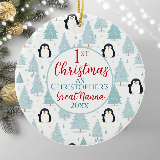Décoration En Céramique 1er Noël Penguin Grand Nanna Bleu (Créateur téléchargé)